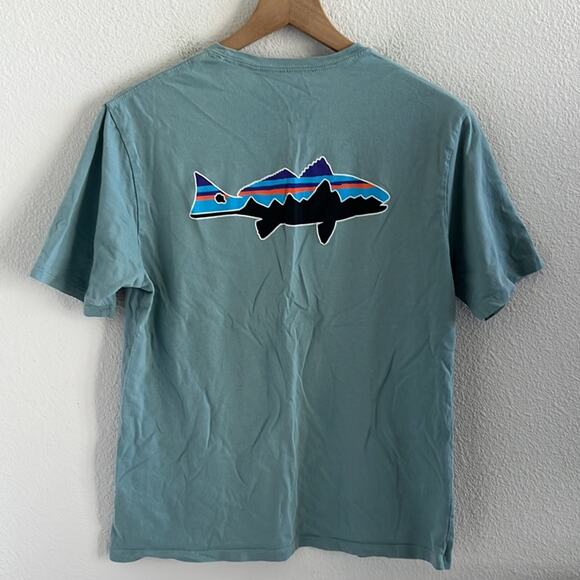 Patagonia 100% Organic Cotton Blue Graphic Tee T-Shirt Regular Fit Small - Picture 2 of 5